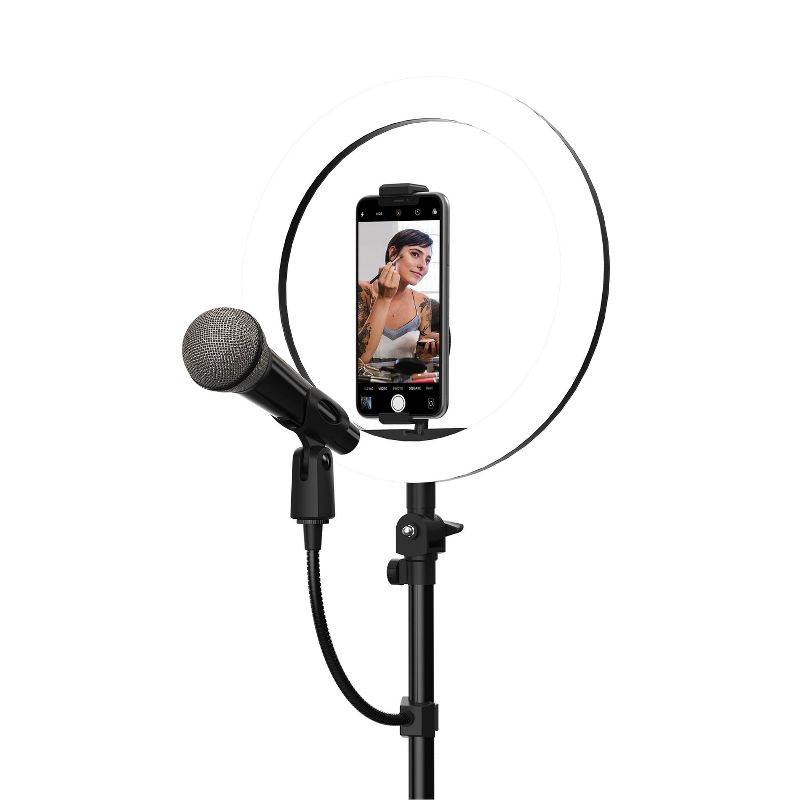 Tzumi ONAIR Halo Light Pro 10" LED Ring Light with Adjustable Tripod Stand - Black