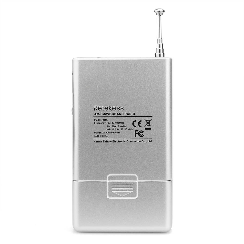 Retekess PR15 Mini Pocket Radio FM/AM/WB Tuning Radio Receiver NOAA Weather Warning for Outdoors Activities