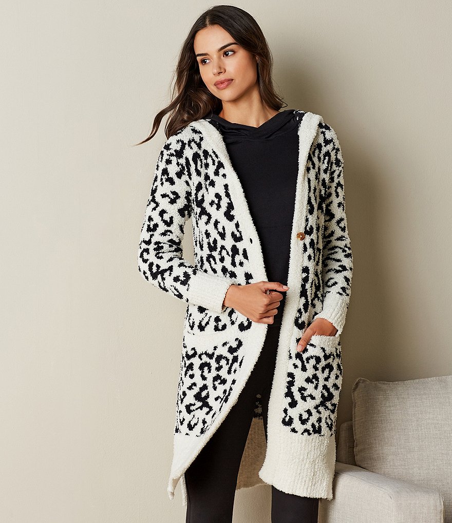 UGG Judith Sweater-Knit Leopard Print Hooded Lounge Cardigan