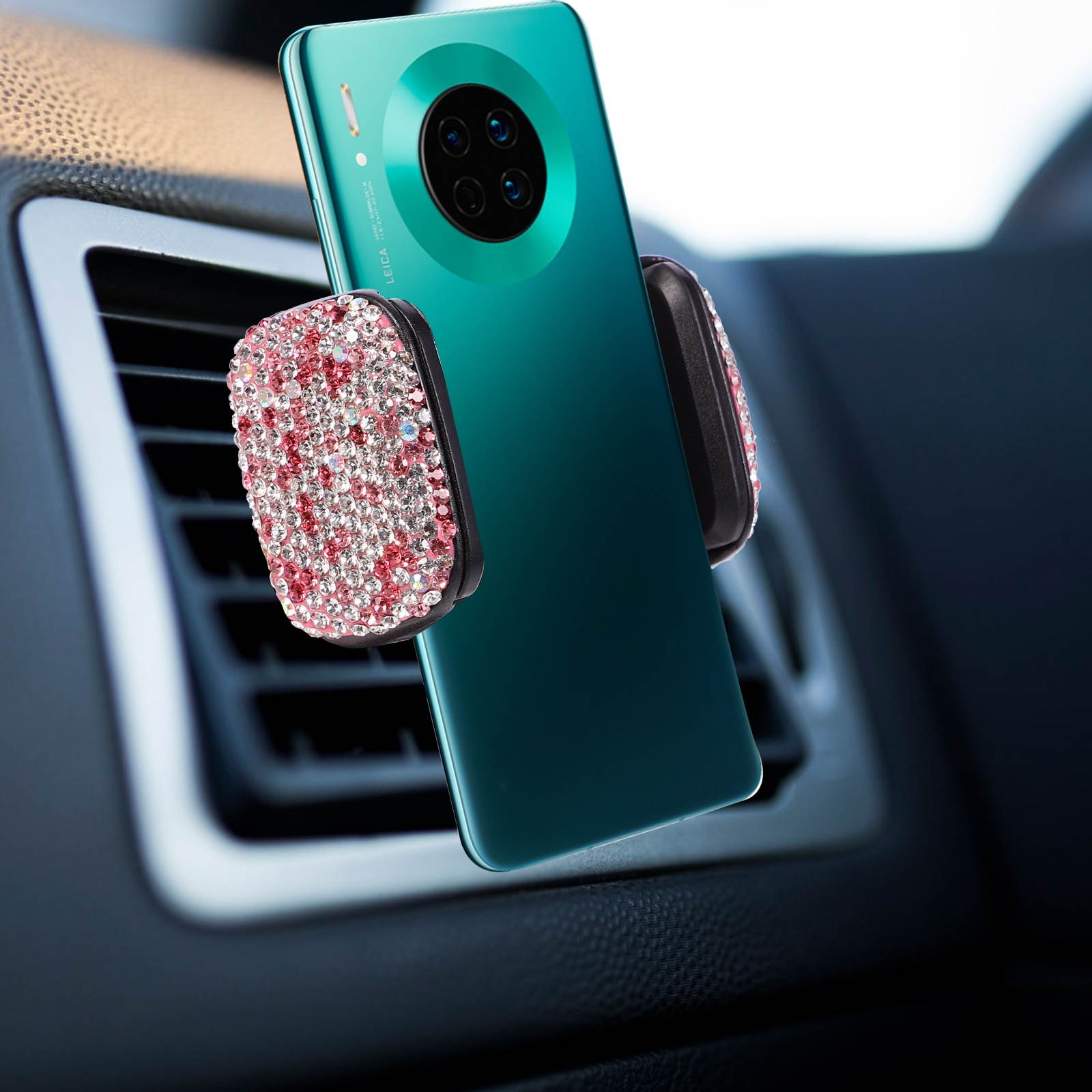 1pc Rhinestone Air Outlet Dashboard Navigation Suction Cup Mobile Phone Rack