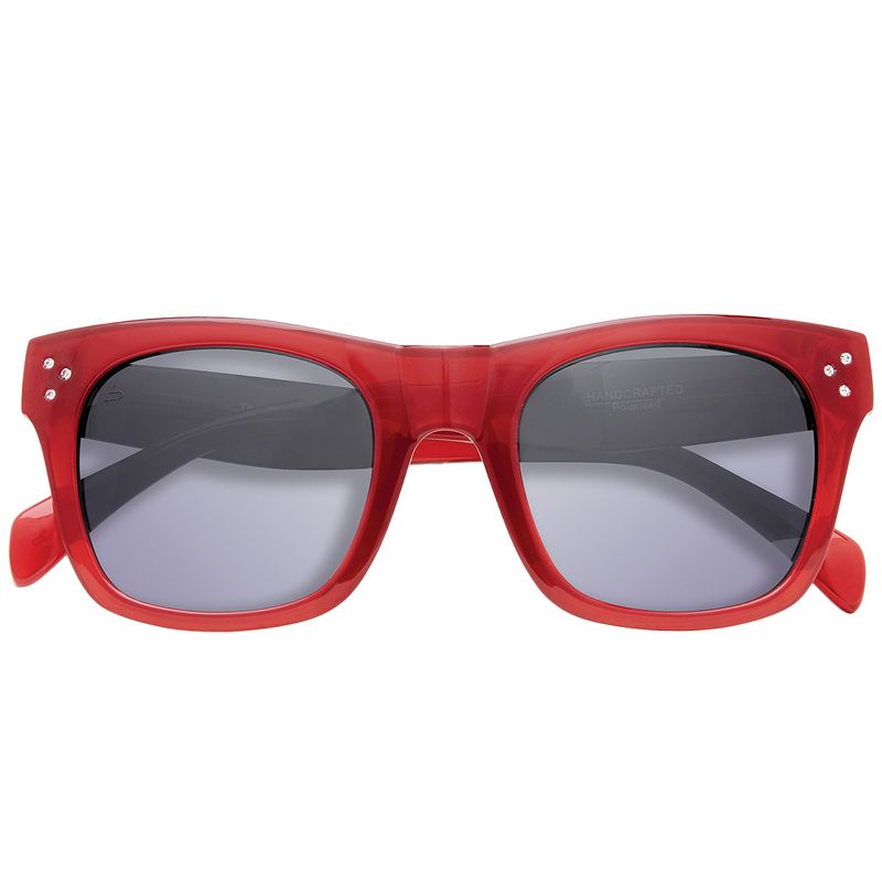 Priv'e Revaux Crystal Classic  Womens Square Polarized Sunglasses Red 51mm