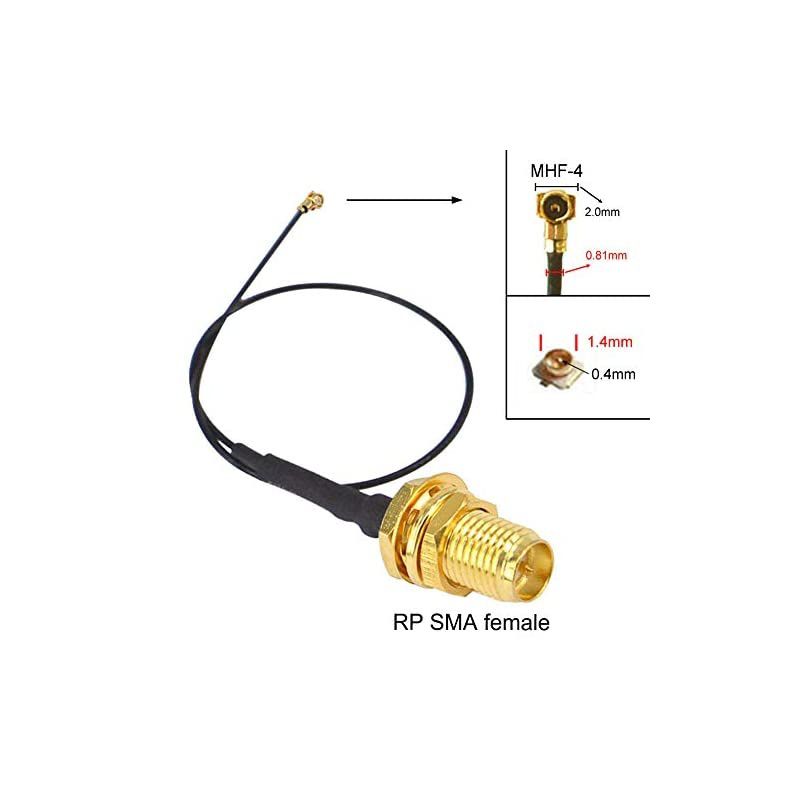 to SMA M.2 NGFF IPX IPEX MHF4 to RP SMA Female (Male pin) RF Pigtail WiFi Antenna Extension Cable 0.81mm for PCI WiFi Card Wireless Router M.2 Cards Pack of 2 (19.6 inch (50 cm))
