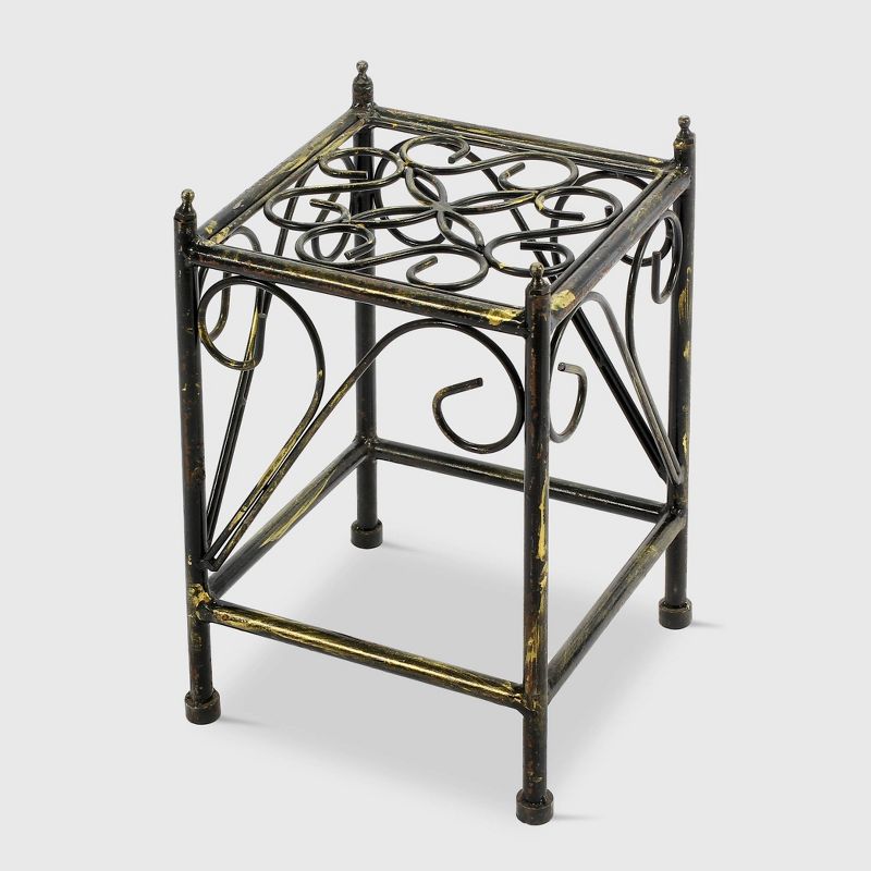 Small Square Iron Plant Stand Black/Gold - Ore International