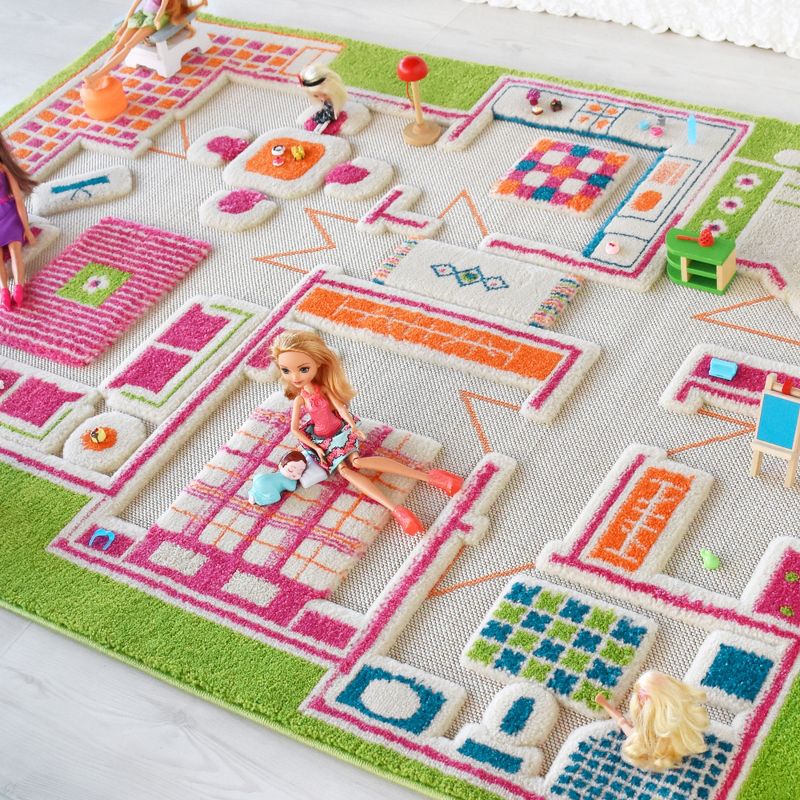 IVI 3D Play Carpets 121MD015YE10153 59 x 39 Inch Play House Educational Toddler Mat Rug for Bedroom, Kids Den, or Playroom, Medium