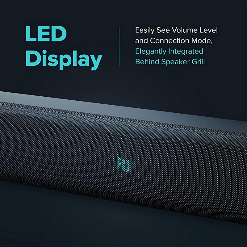 Sound Bar - 35 Inch Home Theater TV Soundbar with LED Display, Dual Built-in Subwoofers and 4 Equalizer Settings - Connects to Bluetooth, HDMI, AUX, RCA and USB