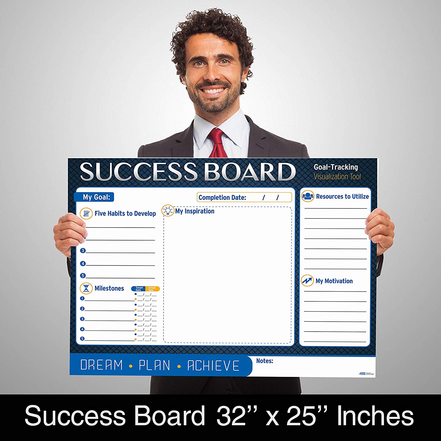 Personal Planning Success Board by Business Basics Wall Master Strategic Project Goal Setting Dry or Wet Erase Poster Perfect for Home & Office Work Use For College Students and CEO Entrepreneurs!