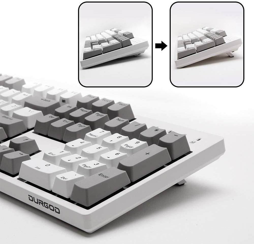 Durgod Taurus K310 Mechanical Gaming Keyboard - 104 Keys - Double Shot PBT - NKRO - USB Type C (Cherry Speed Silver, White)