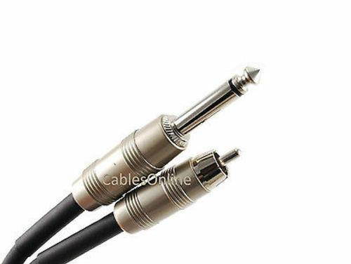 3ft Kirlin 1/4" Mono Plug to Single RCA Plug 20AWG Noise Free Audio Cable