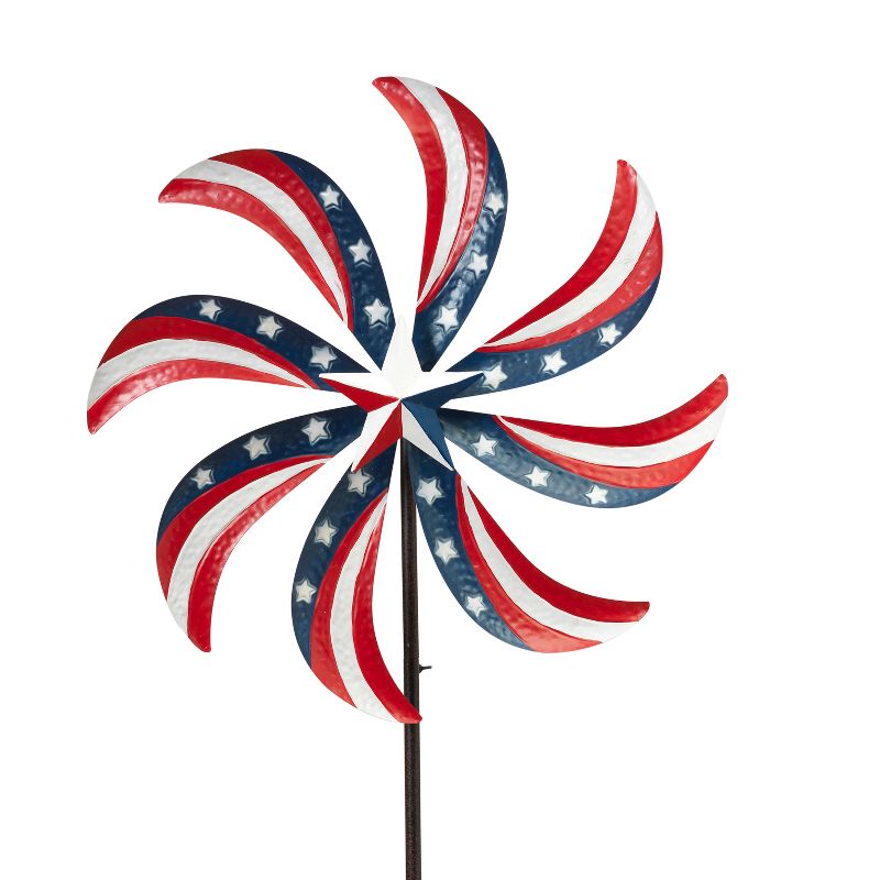 Gerson International 63-Inch High Metal Patriotic Yard Stake with Wind Spinner