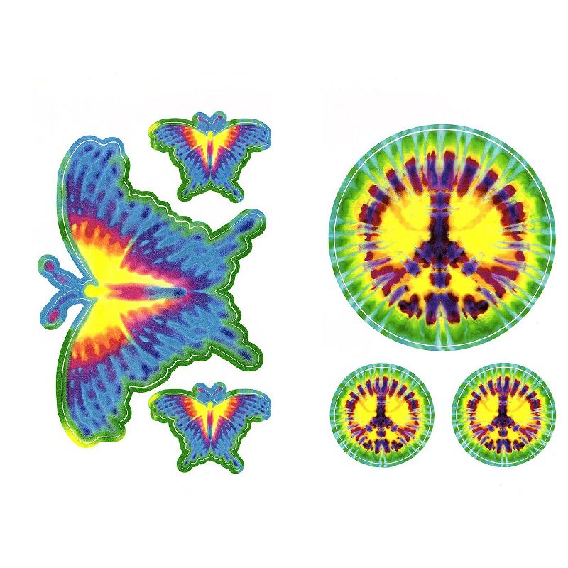 Tie Die Butterflies 12pc Self-Stick Wall Accent Stickers Set - Warner..