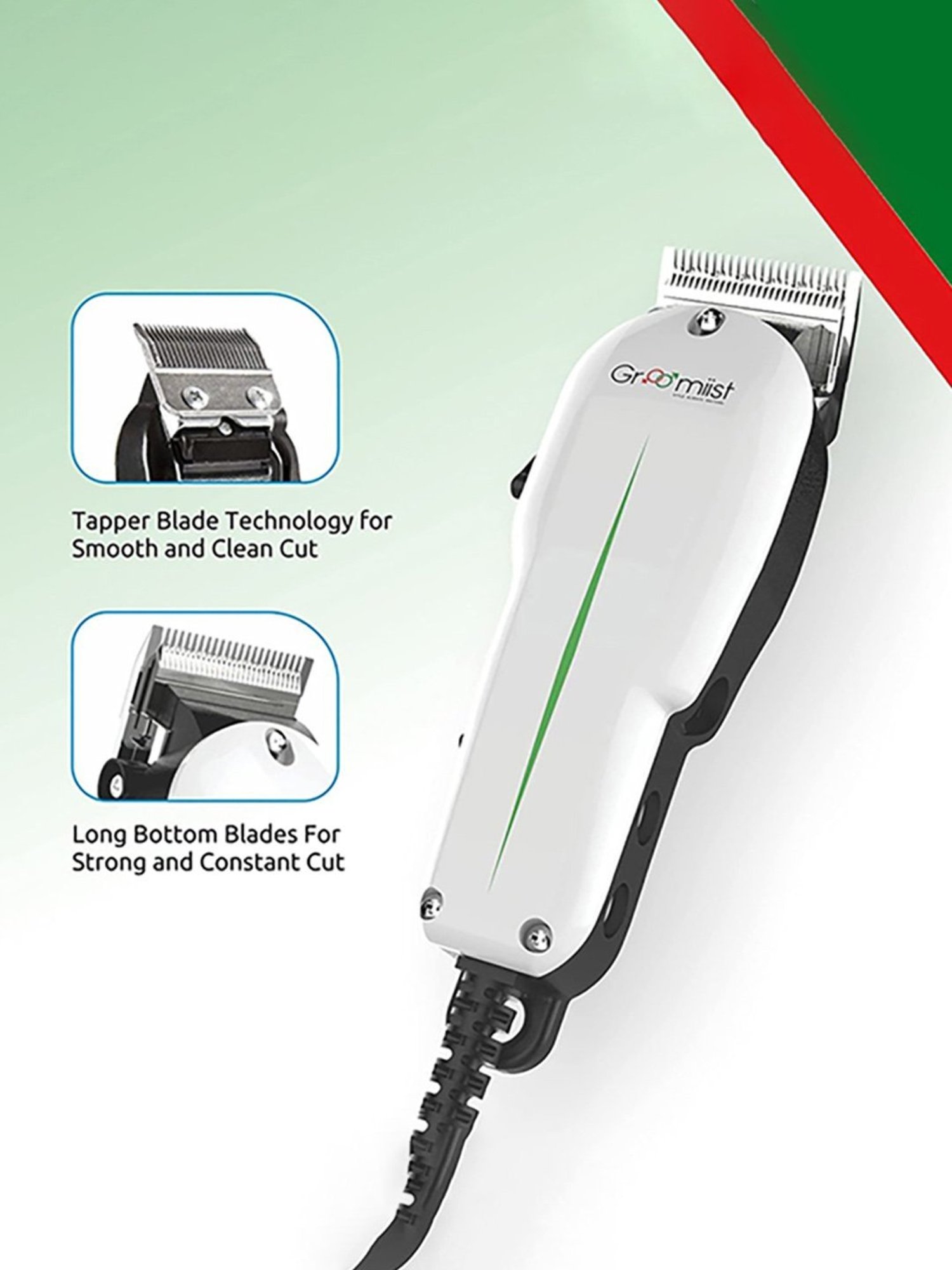 Groomiist SST-786 Professional Series Corded Hair & Beard Trimmer (White and Black)