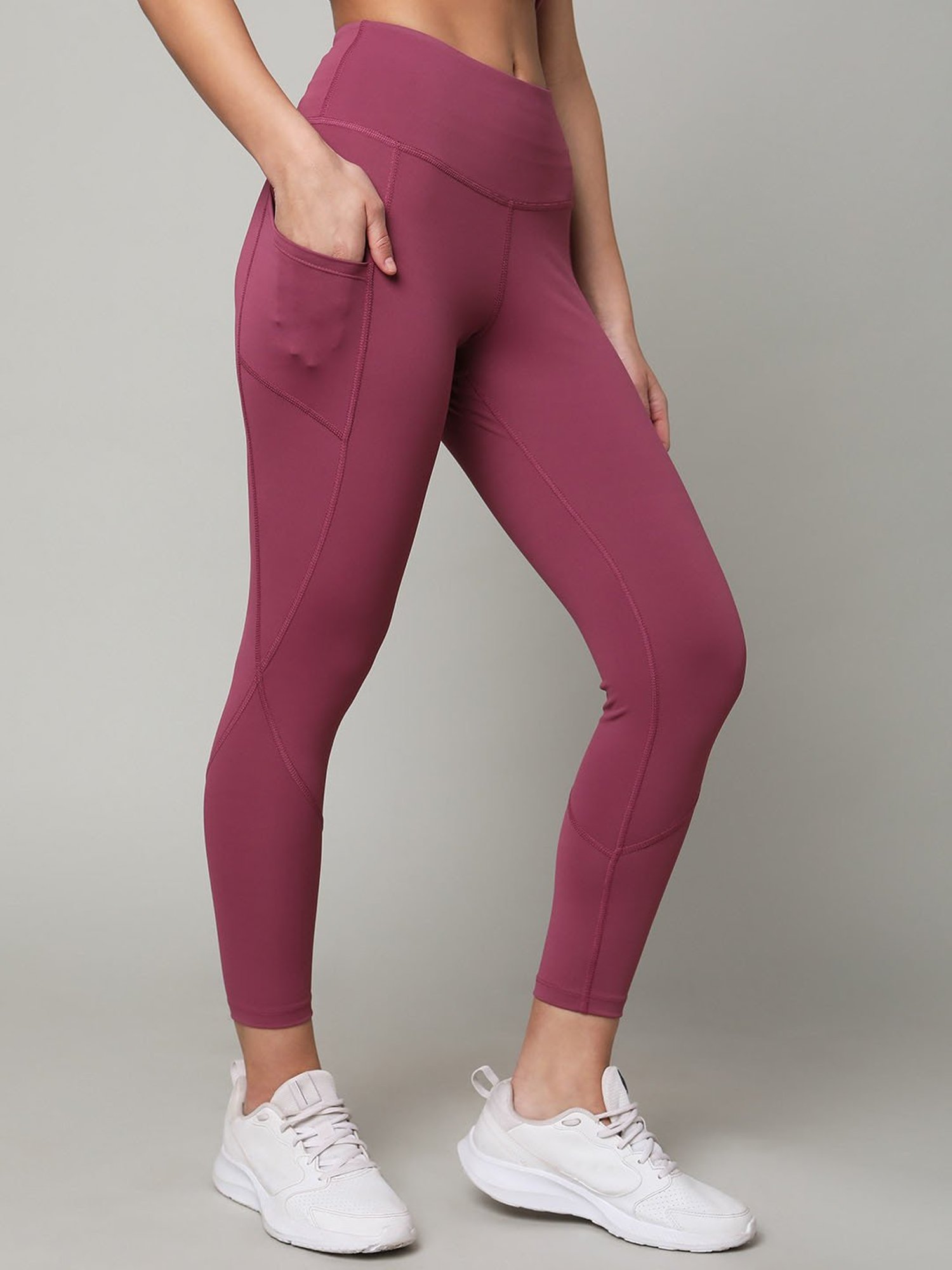 SILVERTRAQ Dark Mauve Relaxed Fit Leggings