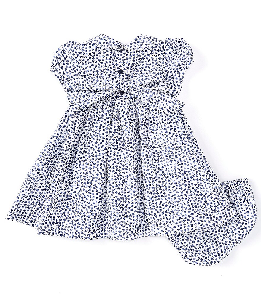 Edgehill Collection Baby Girls 3-24 Month Abstract Mini Floral Smocked A-Line Dress