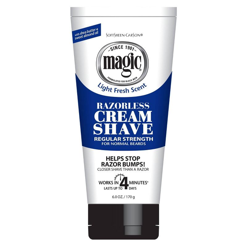 Magic Razorless Cream Shave Hair Removal Depilatory Regular Strength for Normal Beards - 6oz
