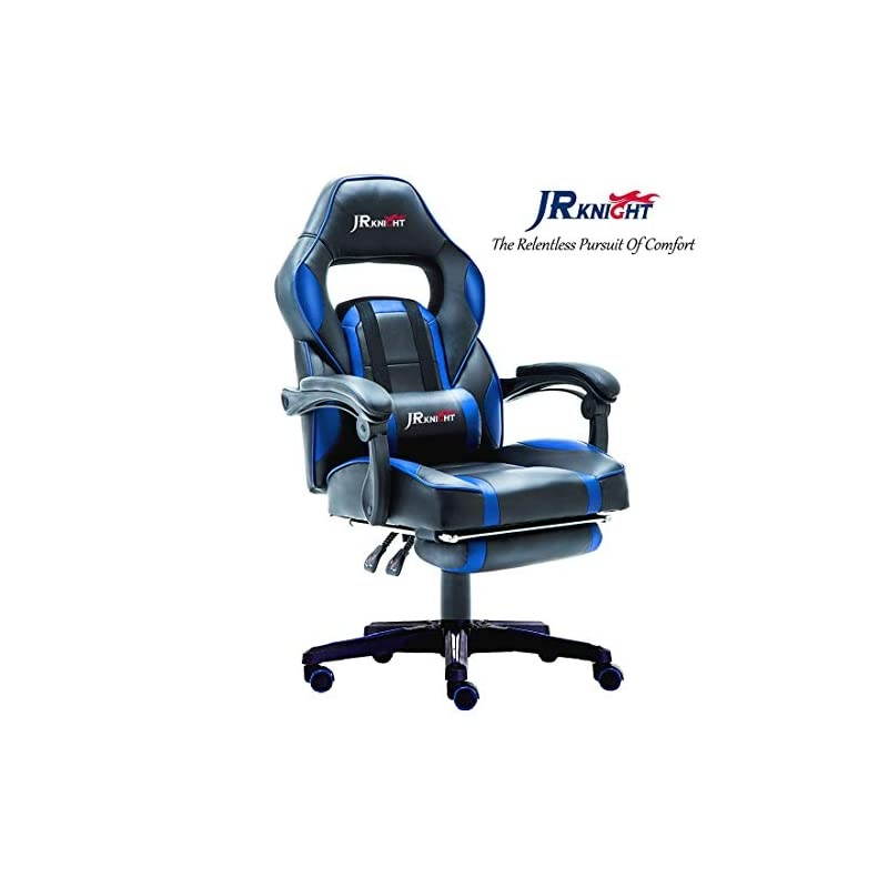 Ergonomic Gaming Chair with Footrest, Professional Gamer Design Home Office Computer Executive Swivel Racing Chair, PU Leather Padding Desk Chair (Black&Green)