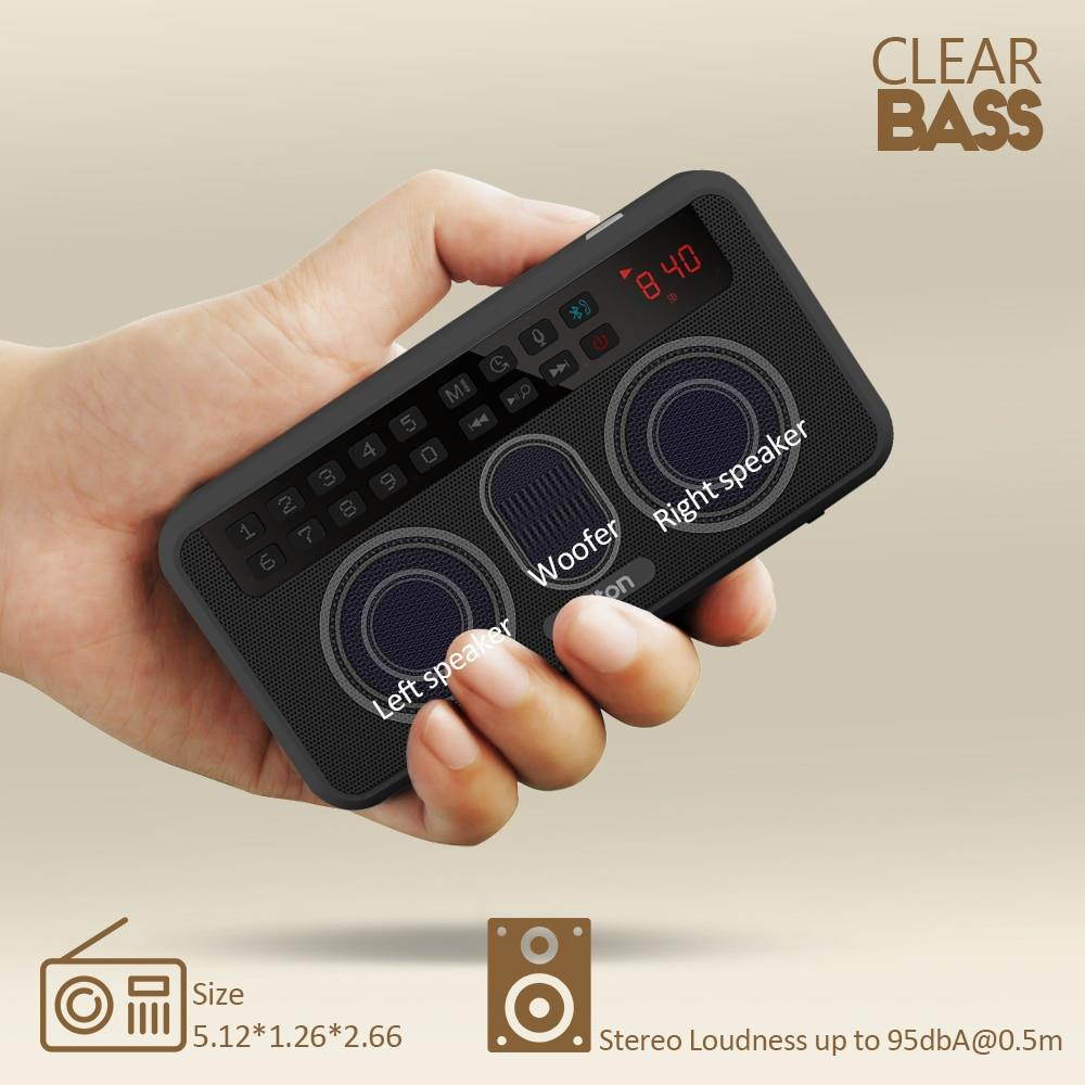 Portable Stereo Bluetooth Speakers FM Radio Bass Dual Speaker TF Card USB Music Player (Black)