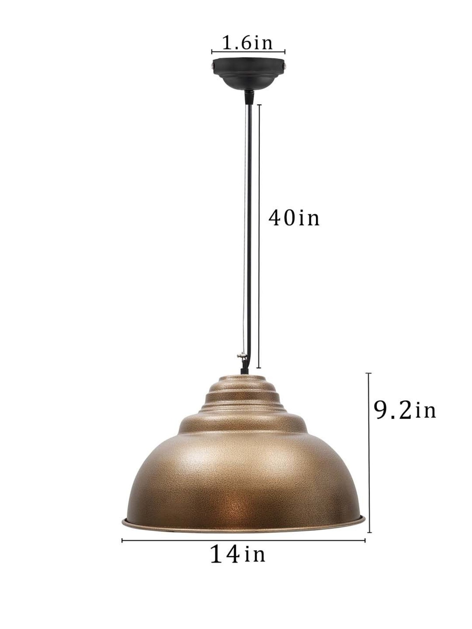 Homesake Golden Metal Nautical Barn Dome Chandelier Inverted Pendant Light