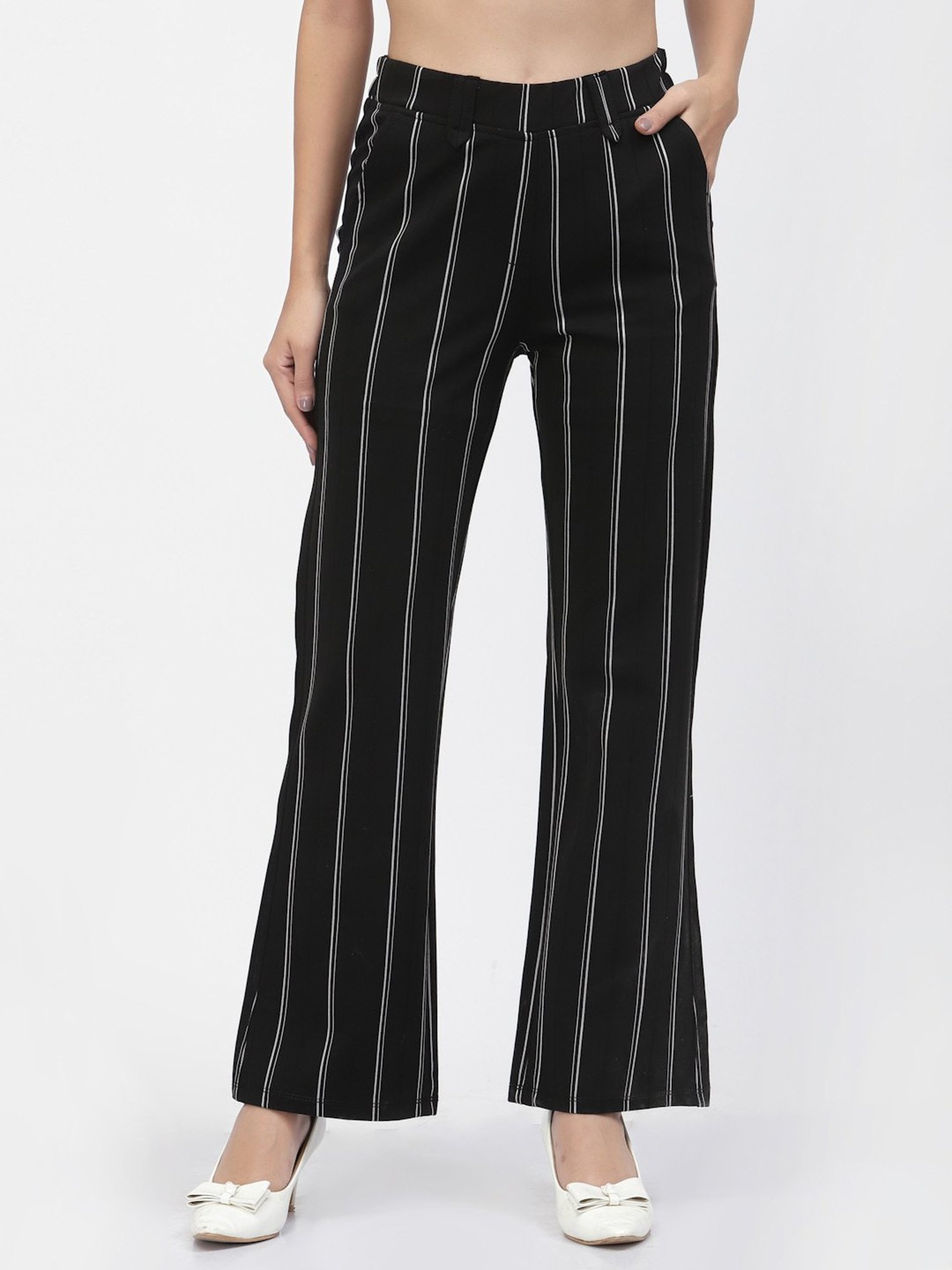 Westwood Black Cotton Striped Pants