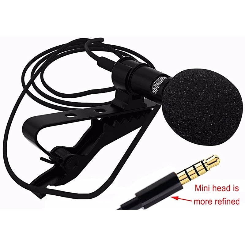 Microphone Lavalier Clipon 2 Pack Omnidirectional Condenser Mic for Apple iPhone iPad iPod Touch Samsung Android and Windows Smartphones Film Interviews Voval Video Recording Black