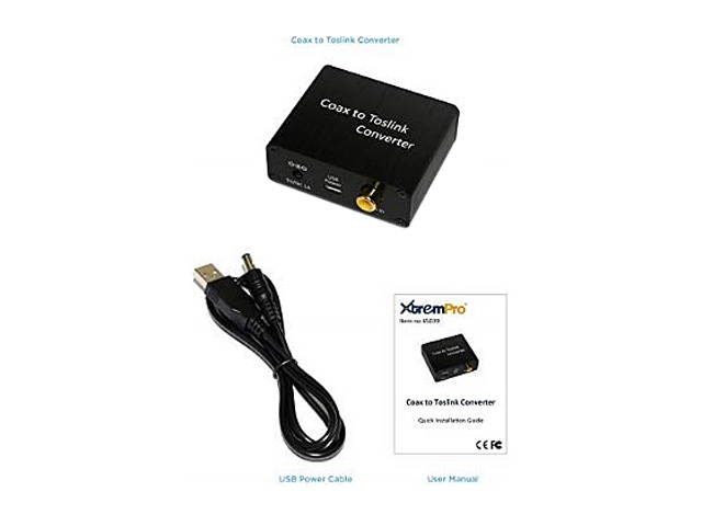 XtremPro 65039 Coaxial to Toslink Digital Audio Converter, Support PCM & Bitstream signals, for Home theater, Computer Musical - Black
