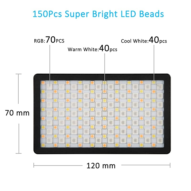 C1 RGB LED Video Light Full Color RGB Light for Camera Camcorder Rechargeable Pocket Size Video Light with 2500k8500k Color Range 10 Scene Simulations with Premium Aluminum Alloy Shell