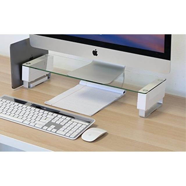 Mount-it! Glass Monitor Stand Clear Tempered Glass Fits 24-32 Inch Screens