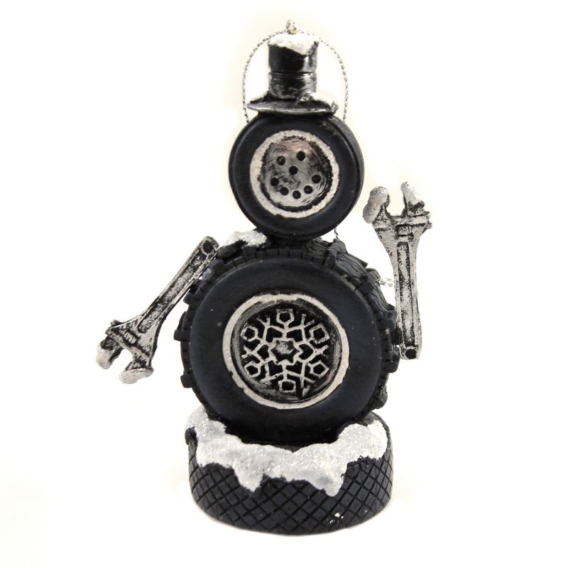 Holiday Ornament 4.5" Snowman Tire Ornament Wrench Snowflake Hubcaps  -  Tree Ornaments