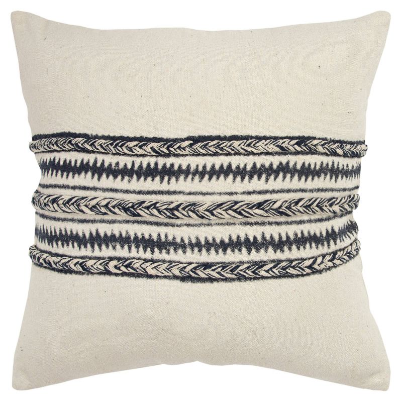 20"x20" Oversize Panel and Striped Polyester Filled Square Throw Pillow Charcoal - Donny Osmond Home