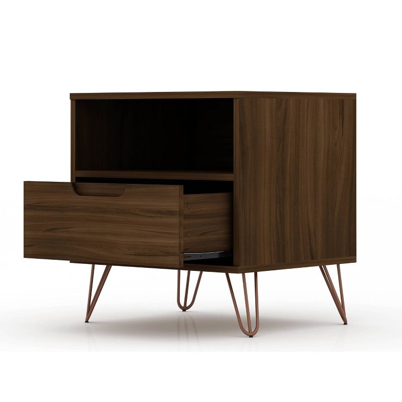 1.0 Rockefeller Nightstand Brown - Manhattan Comfort