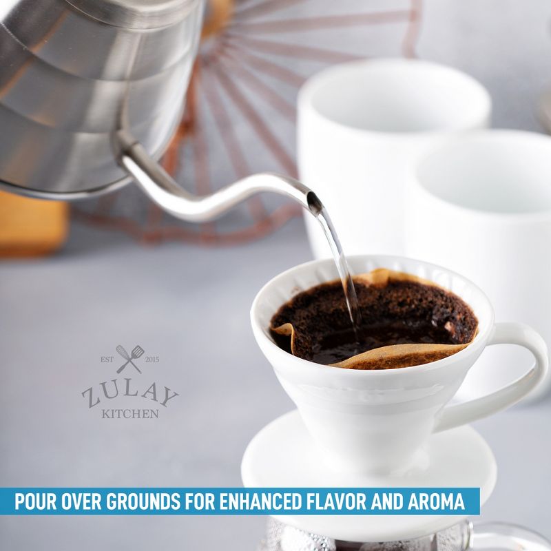 Zulay Kitchen Pour Over Kettle, 34 fl oz | 1 Liter - Top-Grade Stainless Steel Gooseneck Kettle with Built-In Thermometer