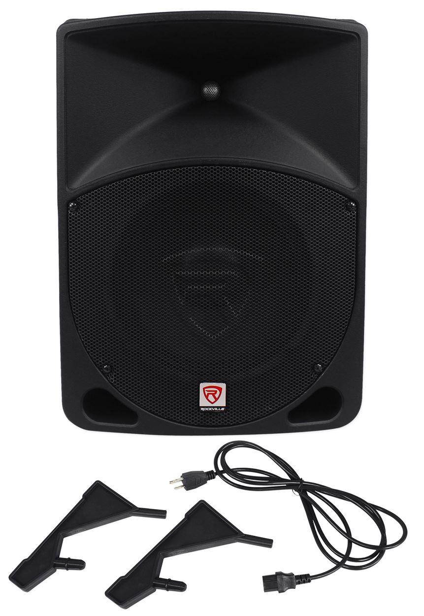 (2) Rockville RPG10 10" Powered 600W DJ PA Speakers+(2) Subs+Stands+Cables+Bag