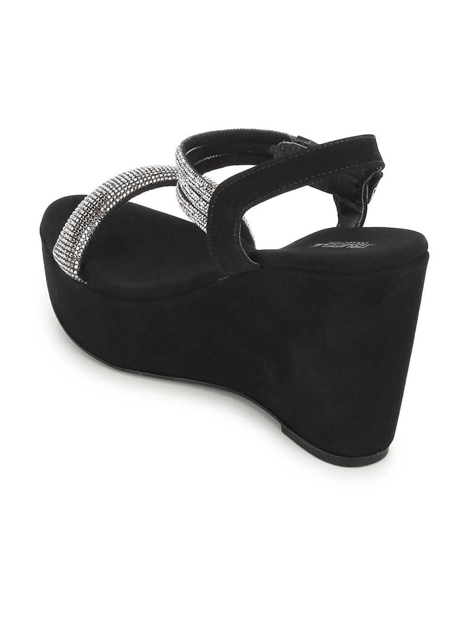 Truffle Collection Women's Black Ankle Strap Wedges