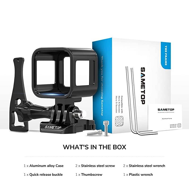 Aluminum Alloy Frame Case Housing Compatible with GoPro Hero 5 Session, Hero 4 Session, Hero Session Cameras