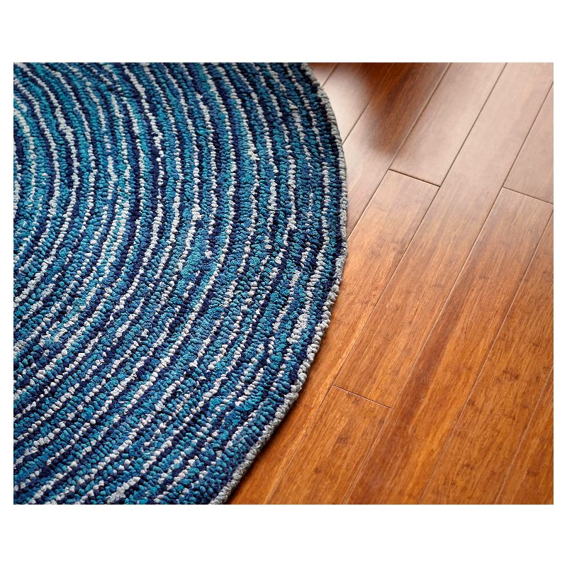 8' Round Anji Mountain Round Ripple Blue Skies Rug