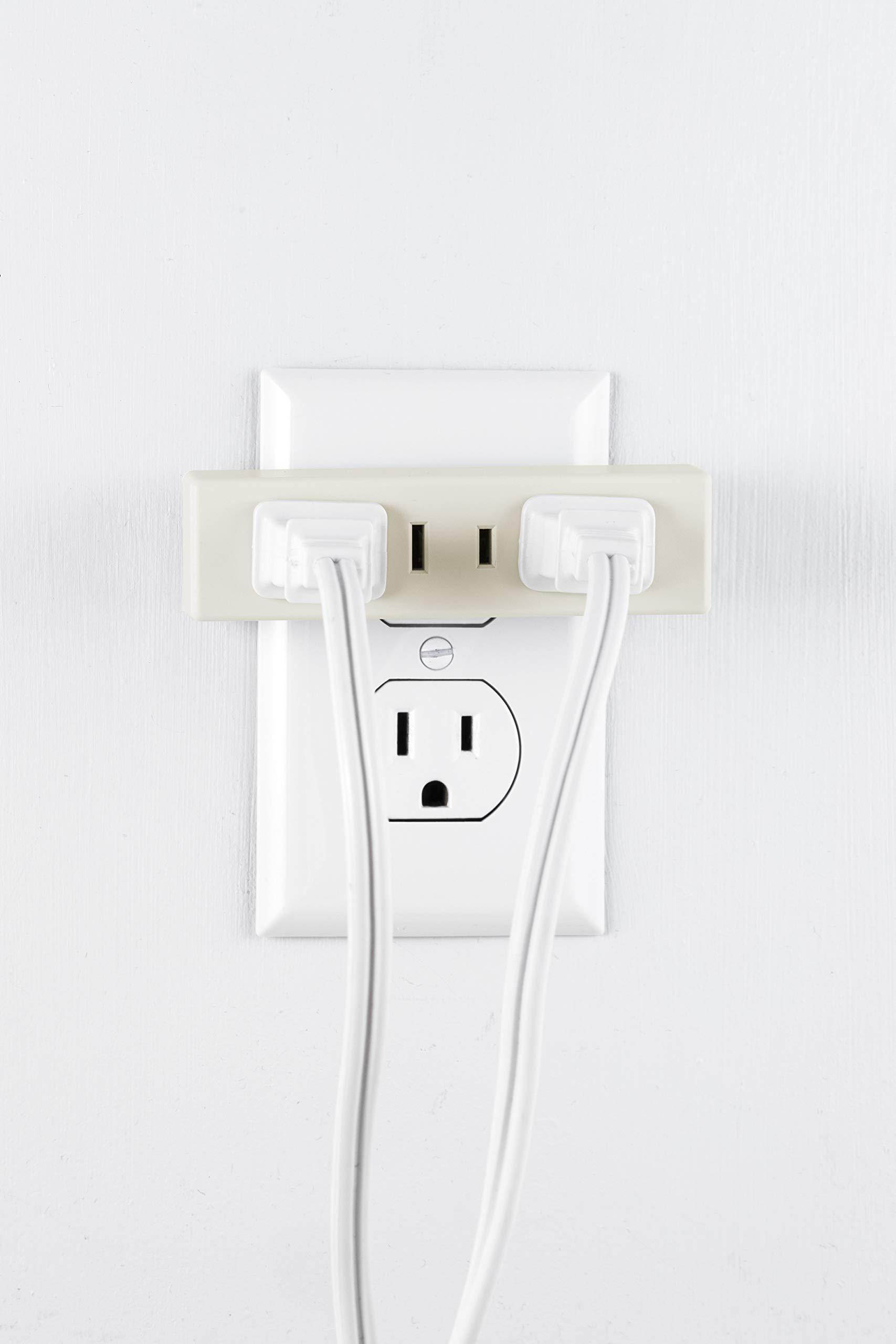GE 3-Outlet Plarized Adapter Wall Tap, Expander, 2 Prong, Indoor Rated, Light Almond, 54189, ivory
