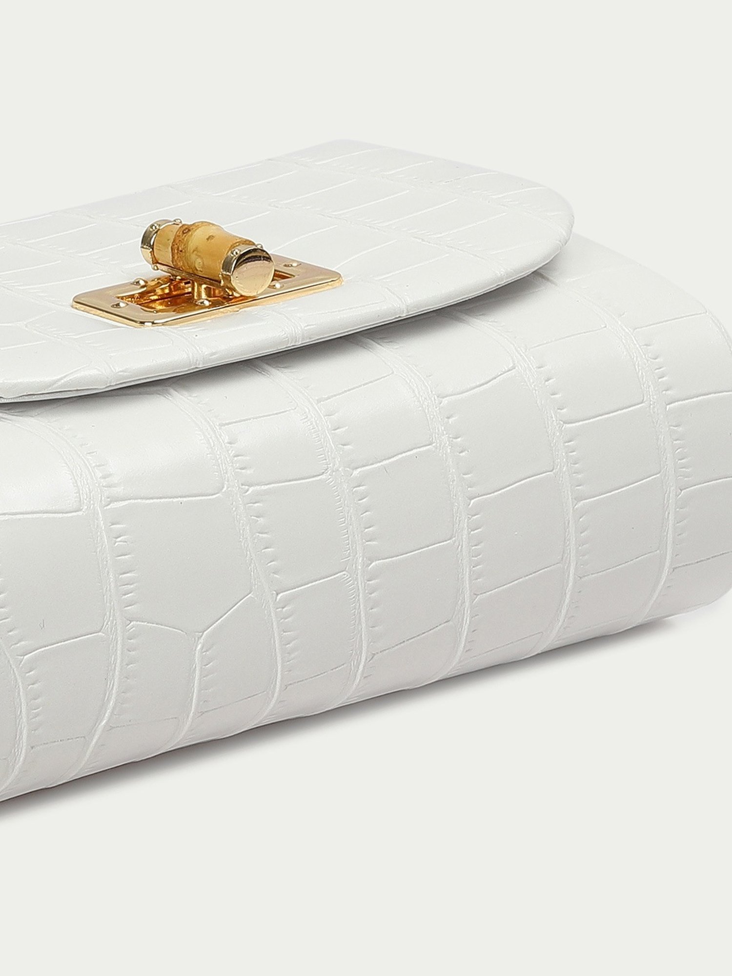 Code by Lifestyle White Textured Sling Handbag