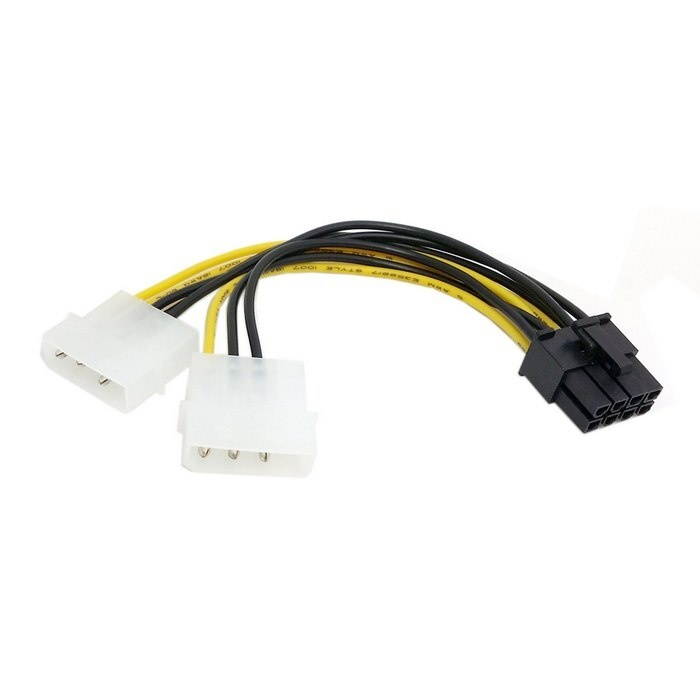 10pcs 6 inch 2 x Molex 4 pin to 8-Pin PCI Express Video Card Pci-e ATX PSU Power Converter Cable - Molex to Pcie 8 pin Adapter