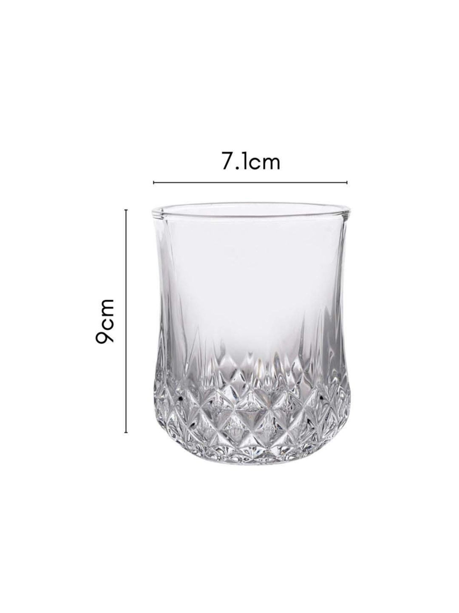 Nestasia Premium Quality Thick Walled Break Resistant Cut Glass Textured Glass Set Of 6, Each 200 ml