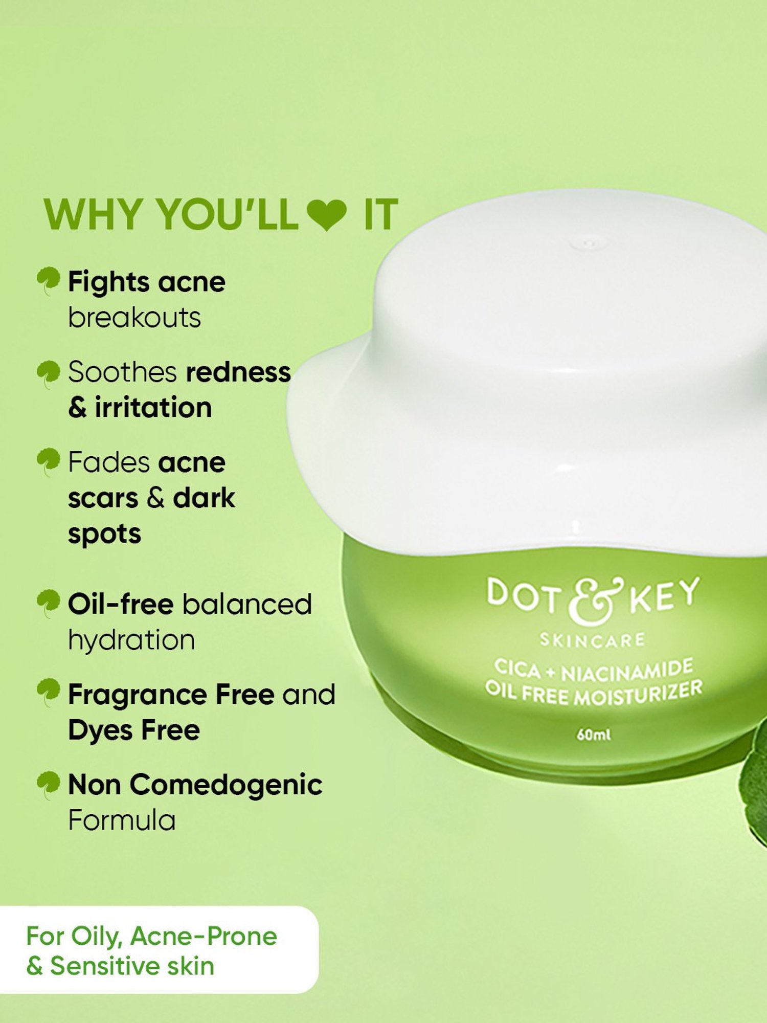 Dot & Key Cica + Niacinamide Oil Free Moisturizer - 60 ml