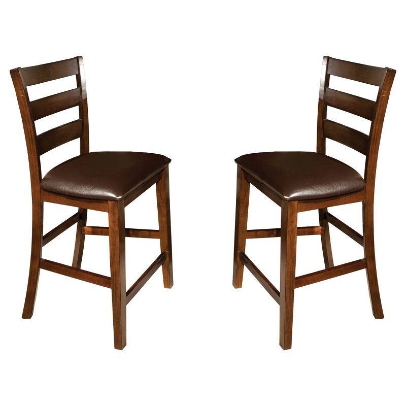 Wooden Barstool with Padded Seat and Open Backrest Blue/Brown - Benzara