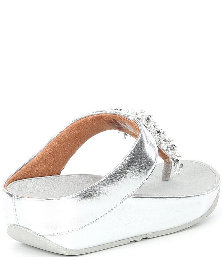 FitFlop Rumba Beaded Fringe Detail Toe-Post Wedge Sandals