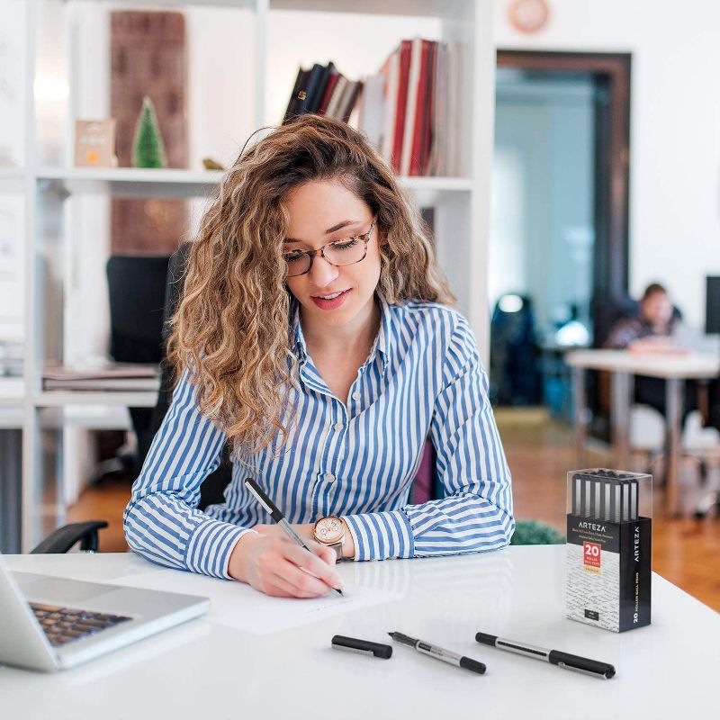 uni-ball Roller Ball Stick Pens, 0.7 mm Micro Tip, Black, pk of 12