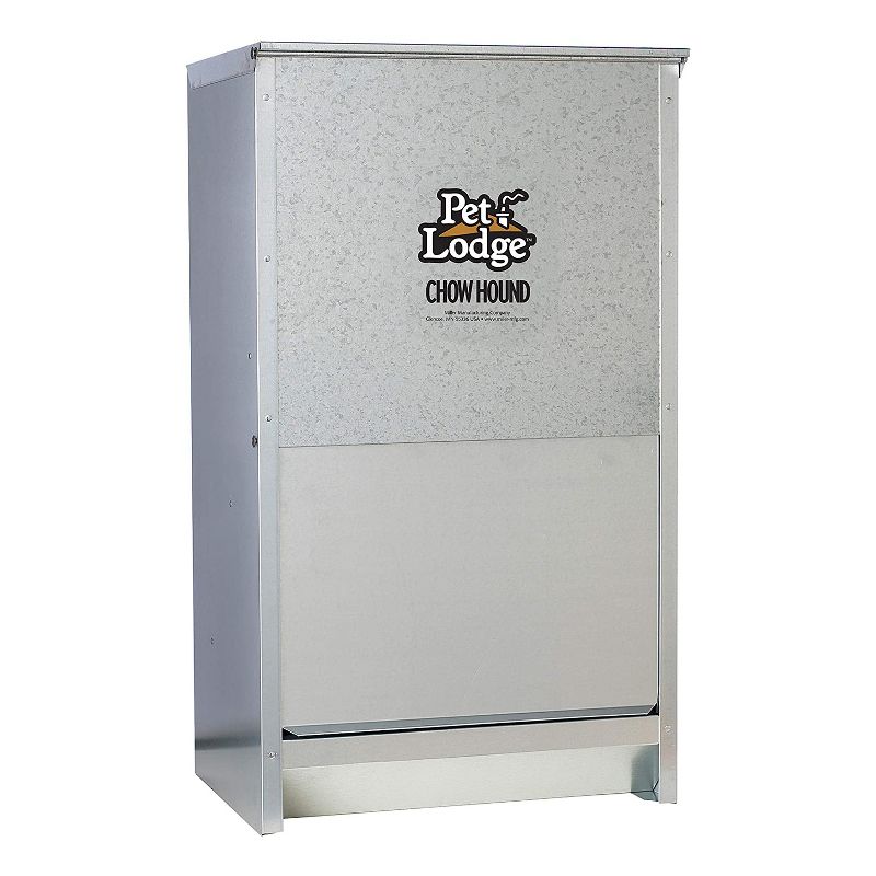 Little Giant CH50 Indoor and Outdoor Dry Food Automatic Heavy Gauge Steel Dog Feeder Chow Hound 50 Pound Capacity (2 Pack)