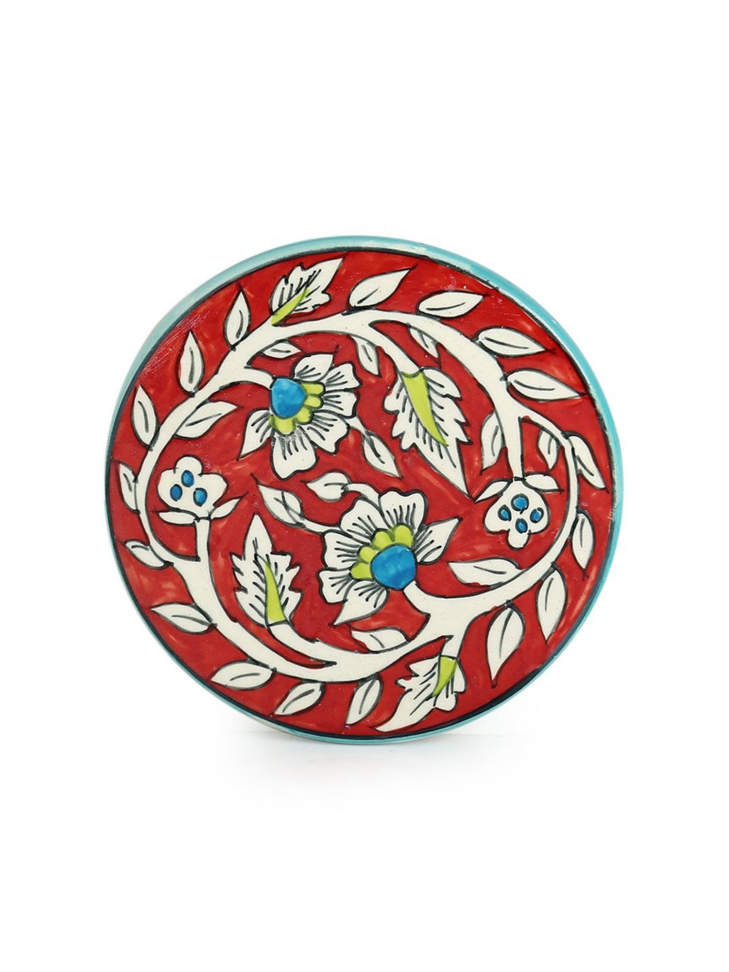 ExclusiveLane Floral Hand-painted Trivets In Ceramic (Set of 2)