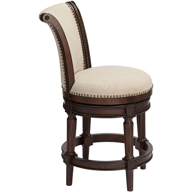 55 Downing Street Addison 24 1/2" Erin Cream Fabric Swivel Counter Stool