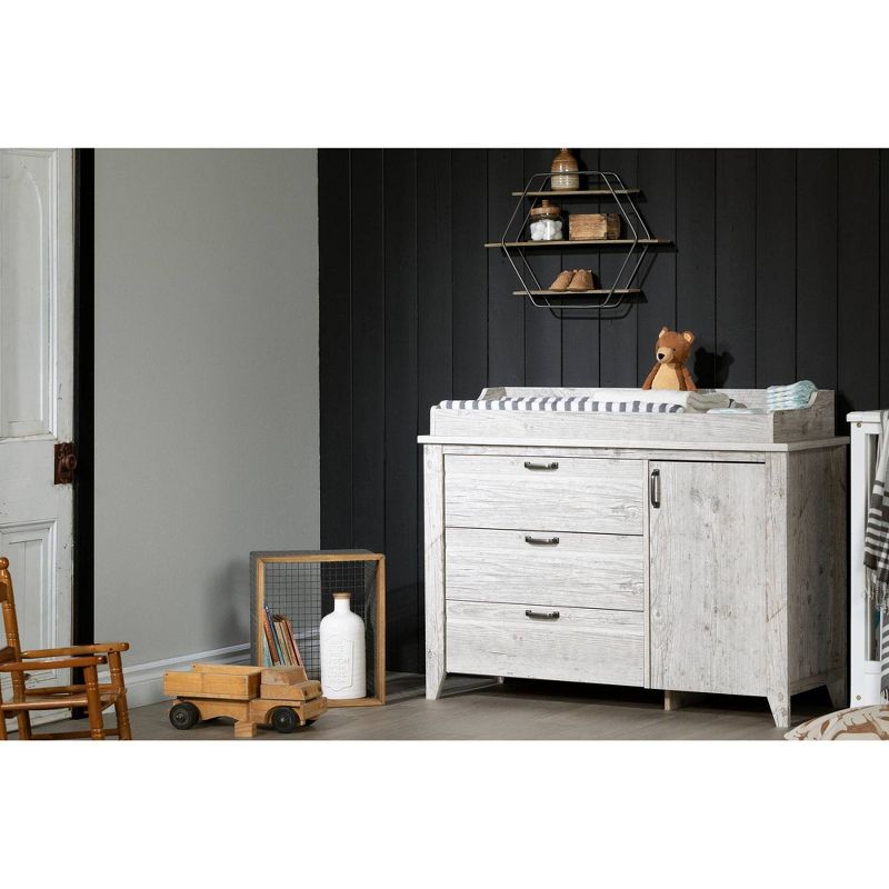 Hankel Changing Table - Pure White and Weathered Oak - South Shore