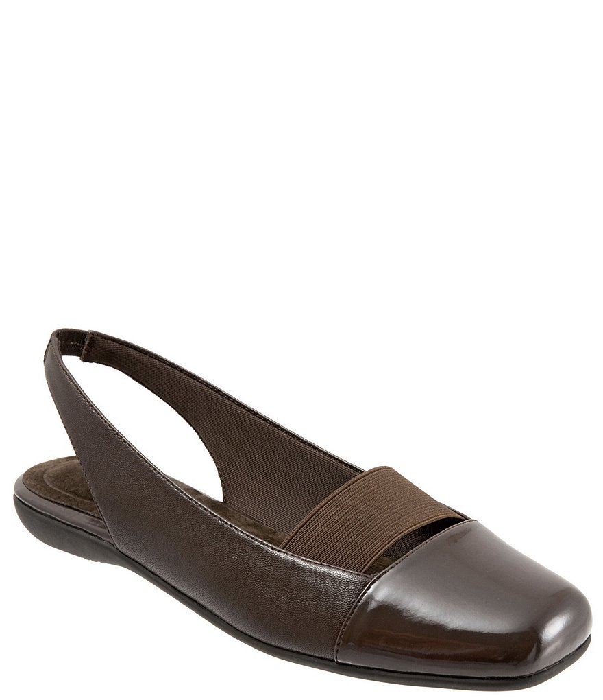 Trotters Sarina Square Cap-Toe Slingback Flats