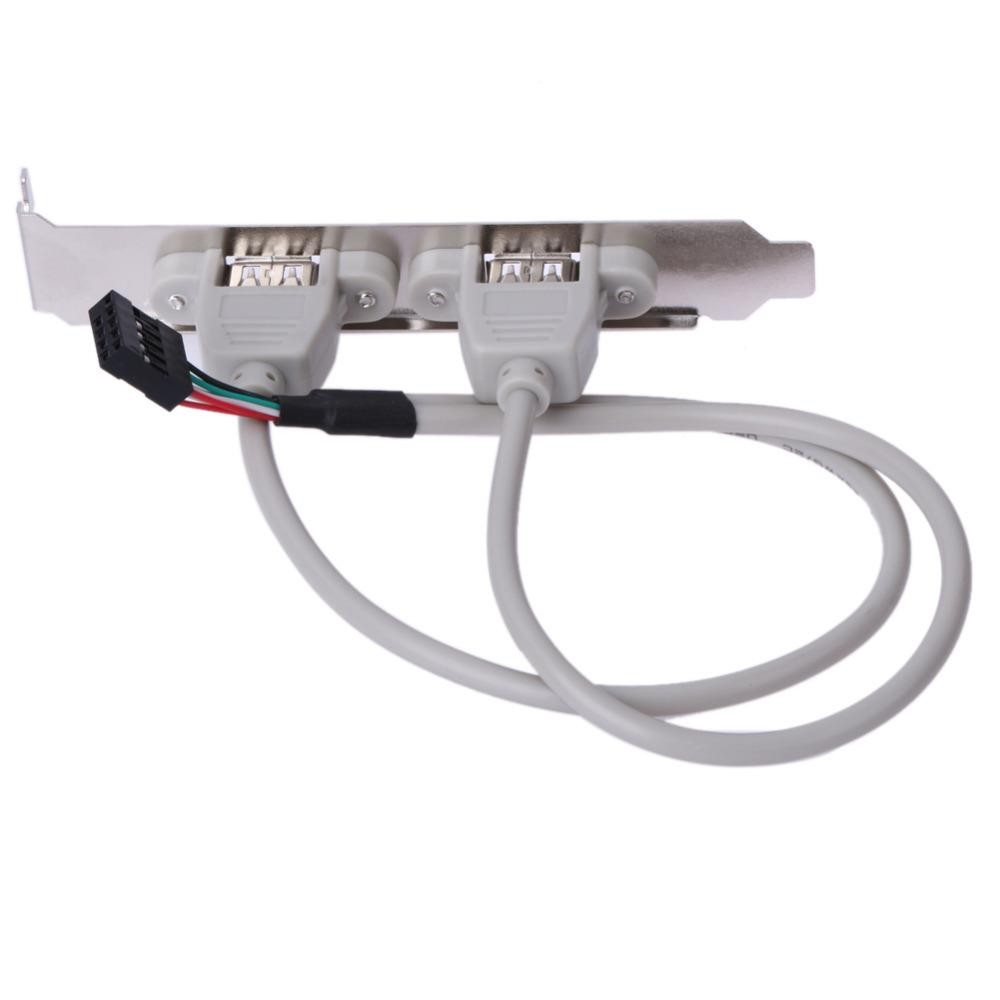 External 2 Ports USB Rear Panel Bracket Motherboard Cable USB 2.0 Connector Cable Adapter Computer Accessories White