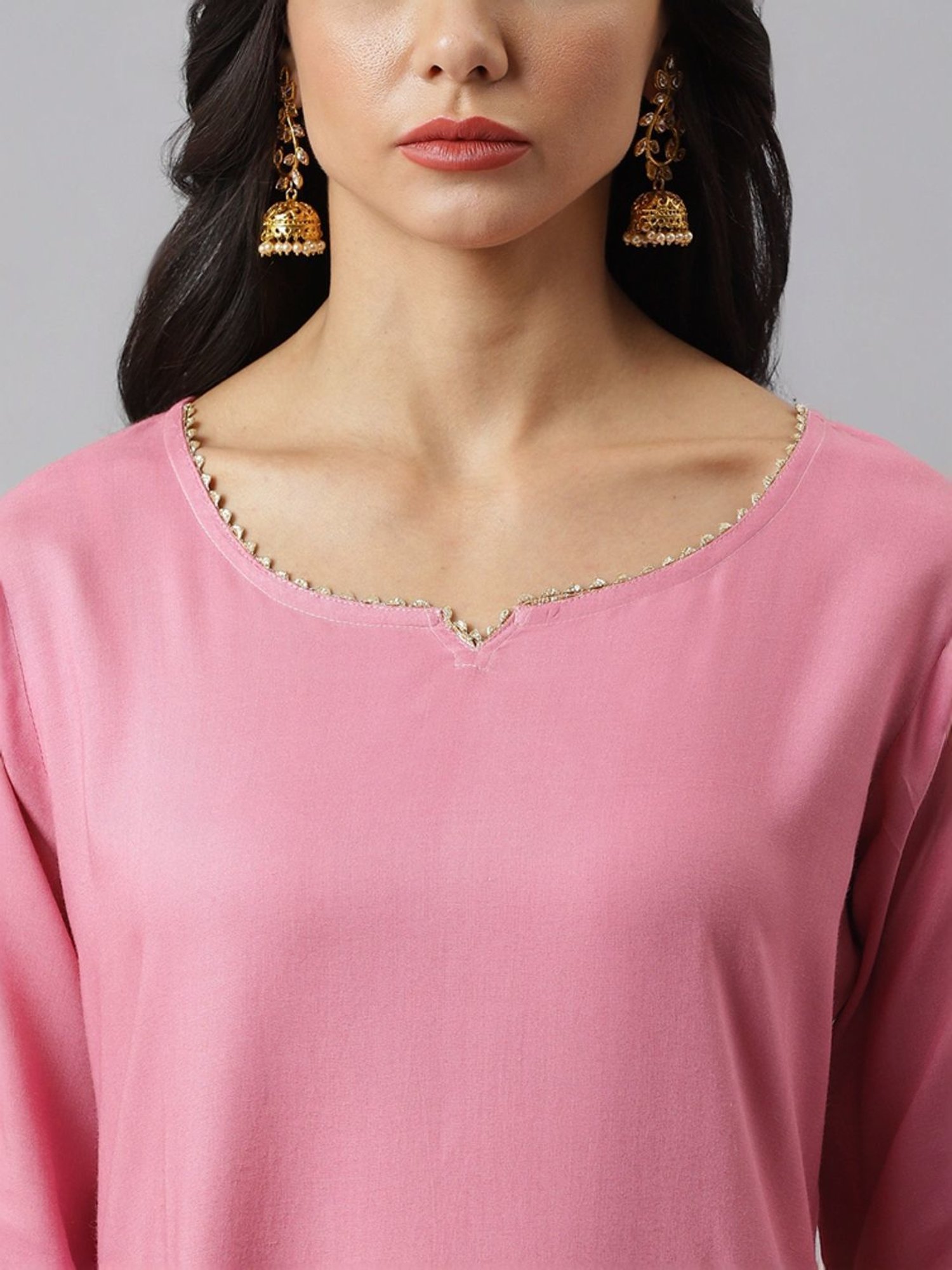 Stylum Mulberry Pink Plain Kurta & Pant Set With Dupatta