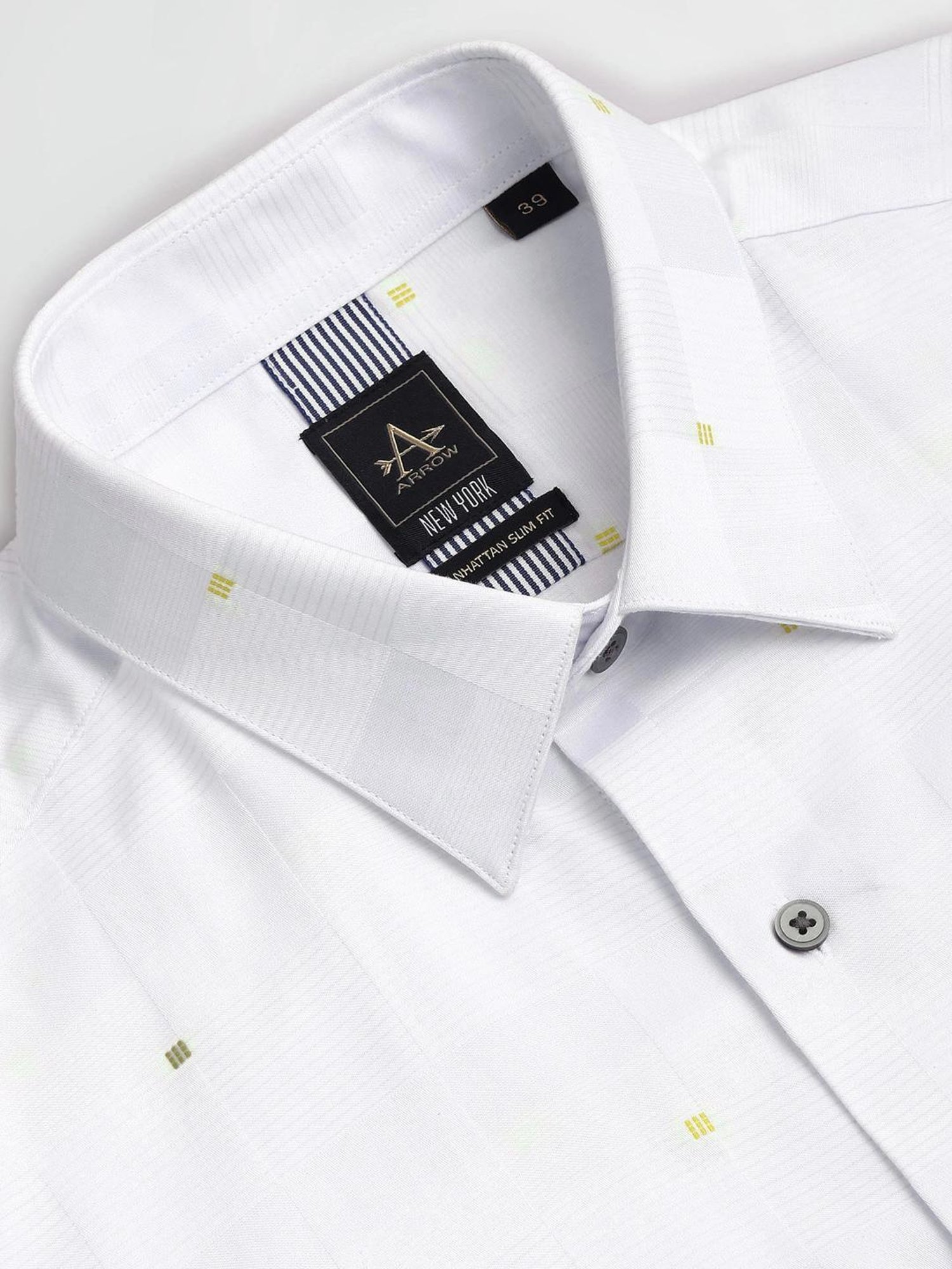 Arrow New York Grey Slim Fit Checks Shirt